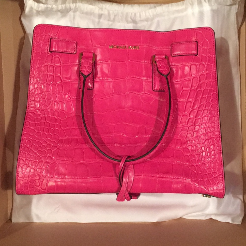 Michael Kors Faux Skin Print Hot Pink Purse